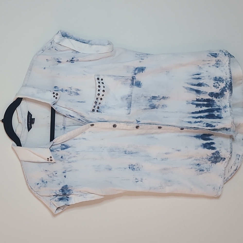 Rock & Republic Tie Dye White Studed Blouse